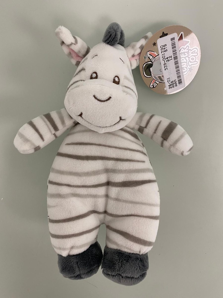 Tender Toys: zacht knuffeldier voor kinderen - 1 stuk (zebra)