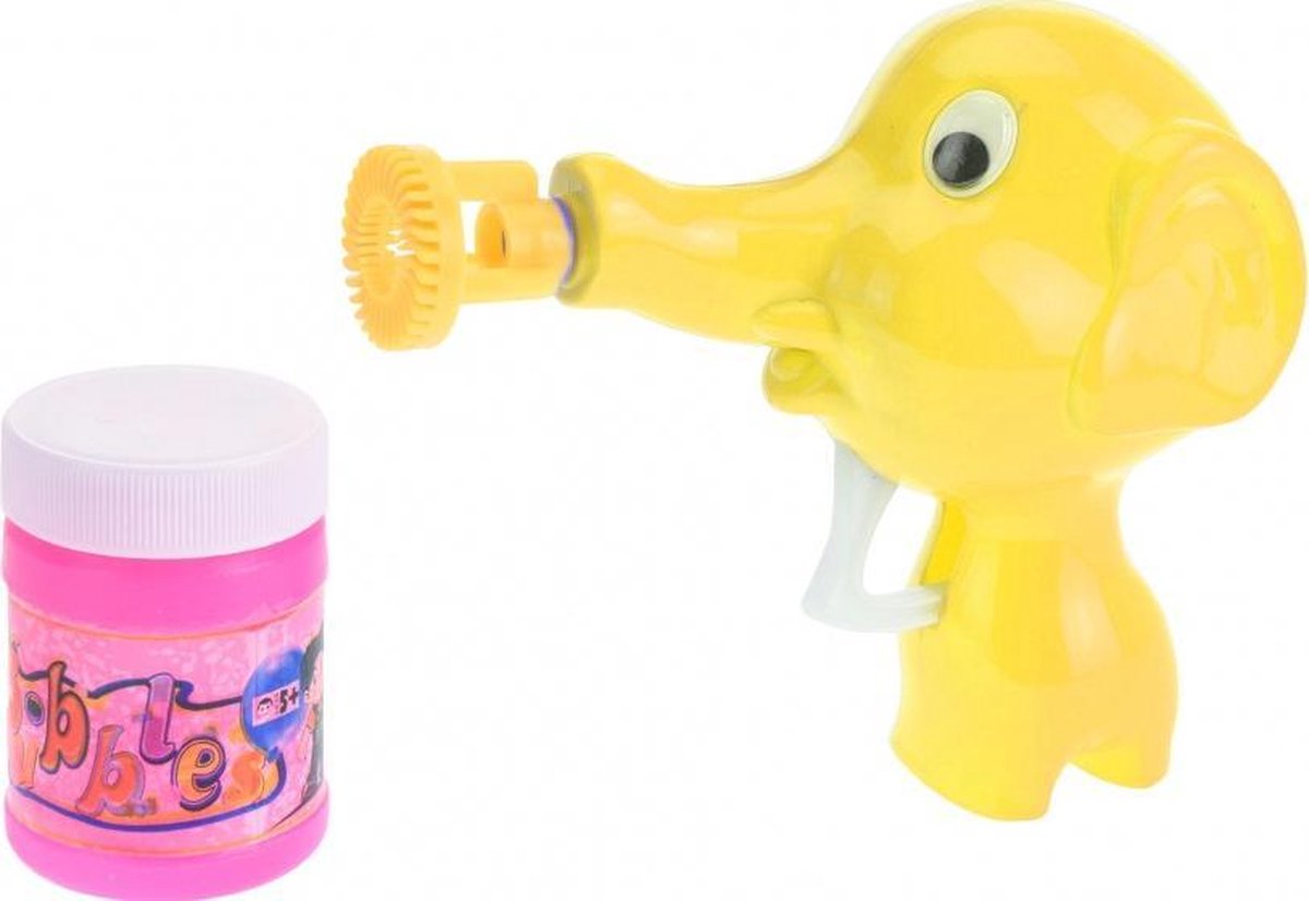 bellenblaas pistool olifant 11cm geel