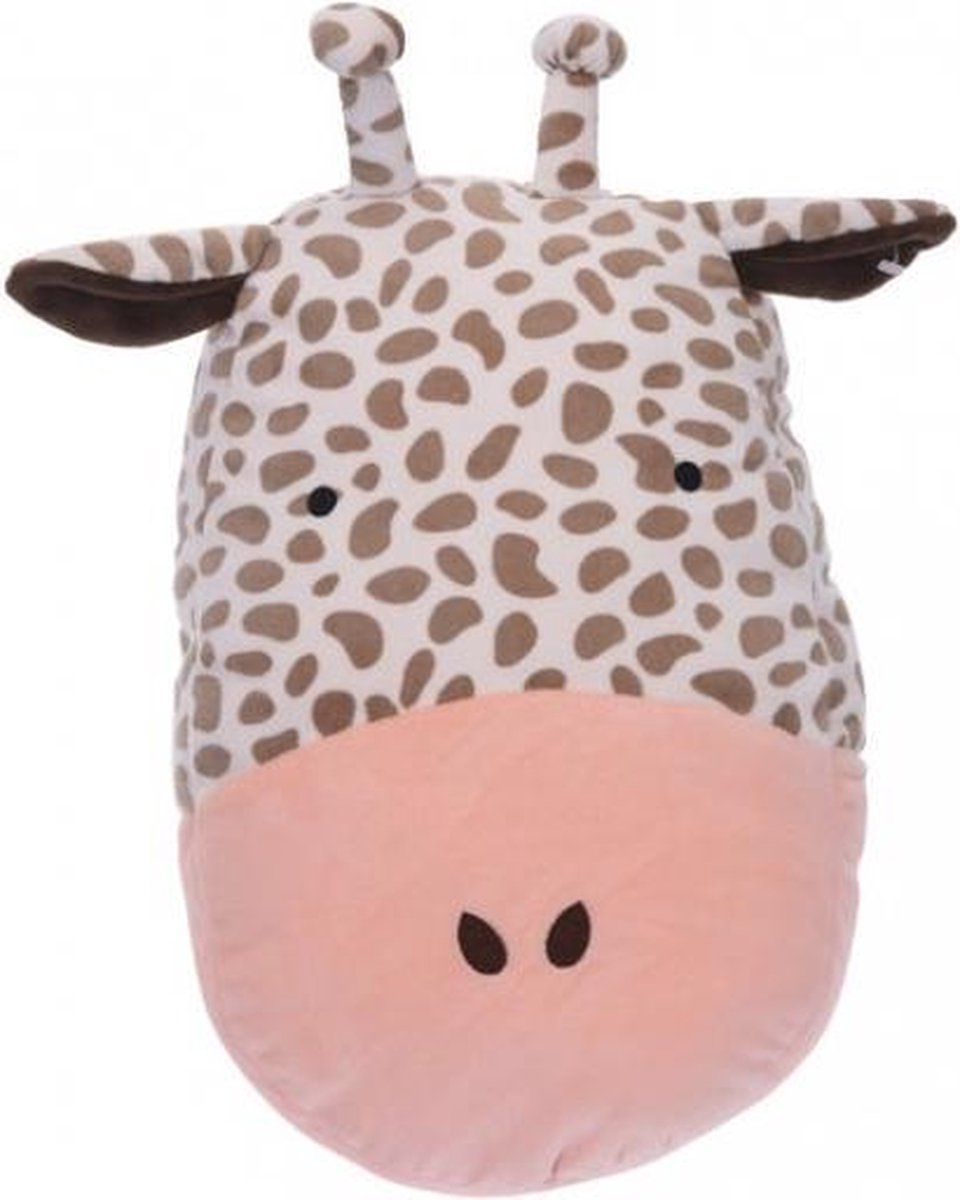 knuffelkussen giraffe 39 x 25 cm bruin/geel