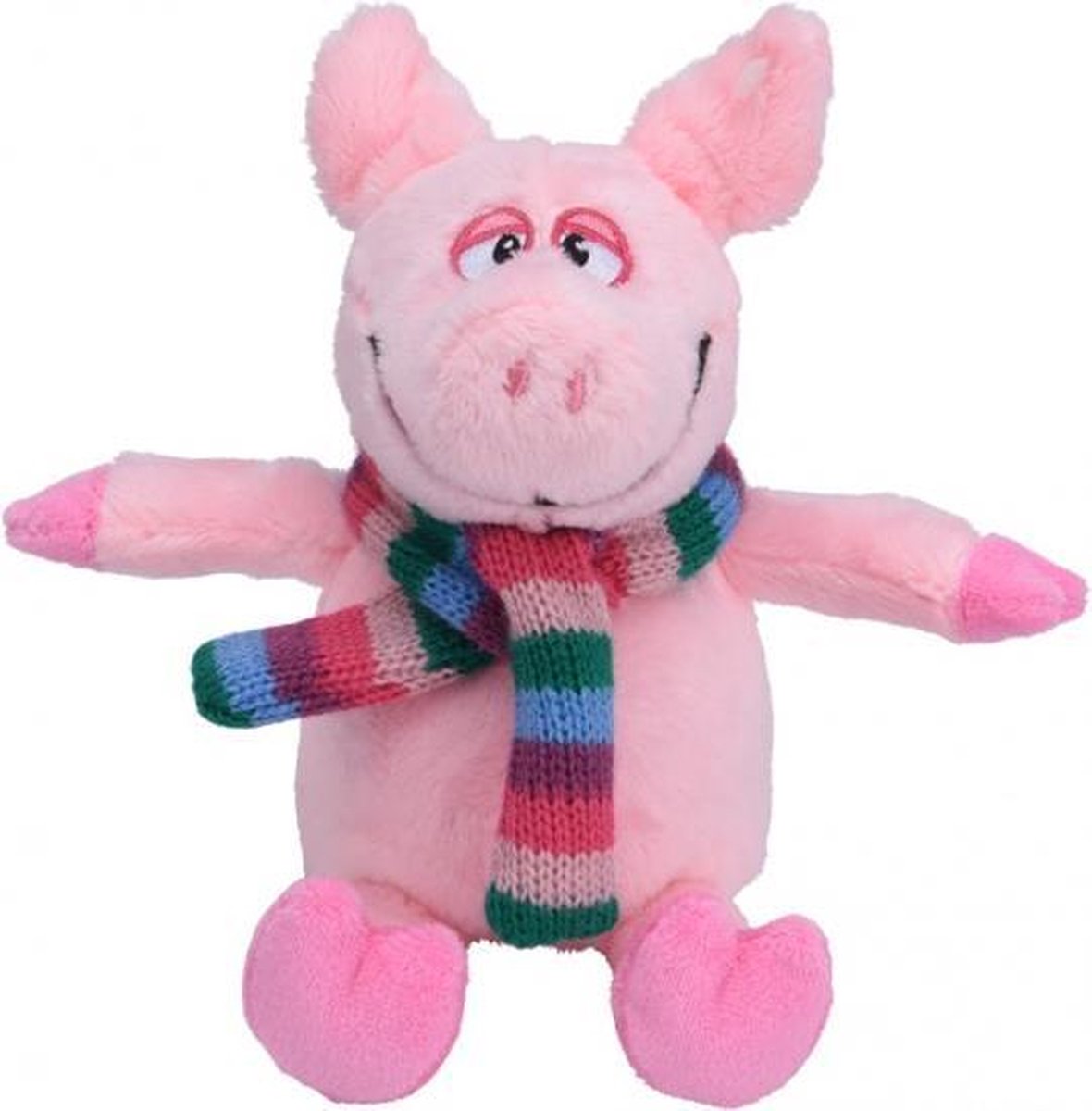 knuffelvarken met sjaal 19 cm roze