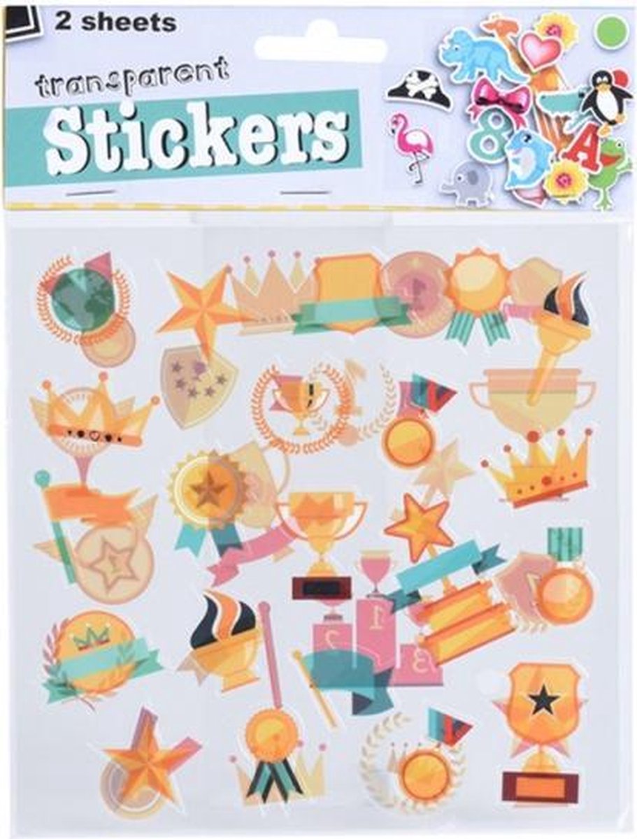 stickervellen transparant oranje 15 cm 2 stuks