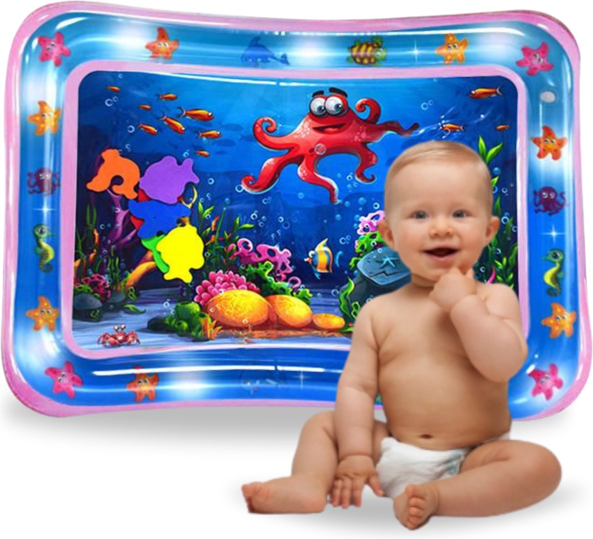 Tenify Waterspeelmat Roze - Babygym - Watermat - Baby Speelmat - Waterspeelgoed - Baby Waterspeelmat - Speelmat Baby - Speelkleed - Tummy Time - Educatief Speelgoed - Baby Speelgoed 0 Jaar - Baby - Opblaasbaar - Kraamcadeau - Babyshower Cadeau