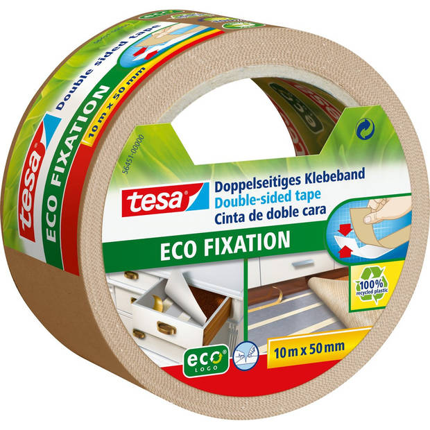 1x Tesa dubbelzijdig tapijt tape wit op rol 10 meter - Tape (klussen)