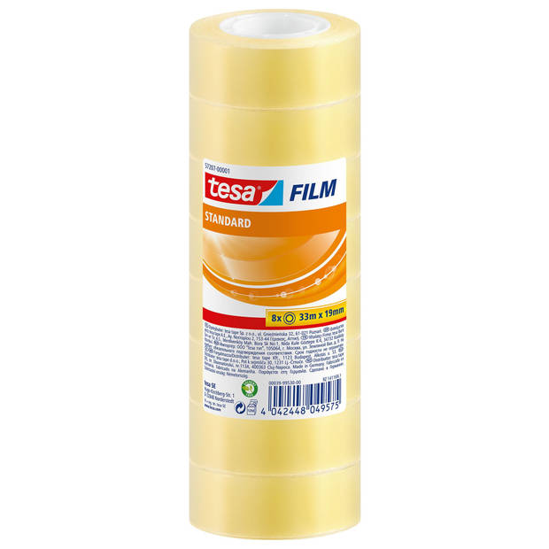 8x Tesafilm plakband rolletjes standaard 33m x 19mm - Plakband