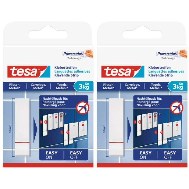 Powerstrips metaal/tegel Tesa 12 stuks - Tape (klussen)