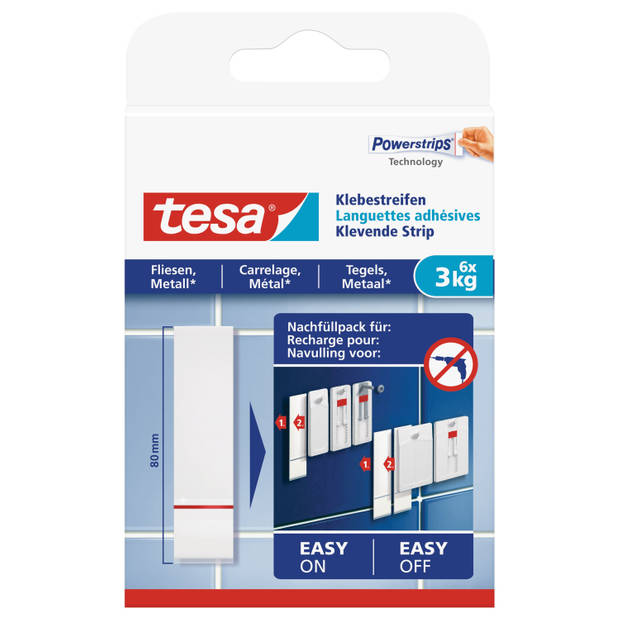 Powerstrips metaal/tegel Tesa 6 stuks - Tape (klussen)