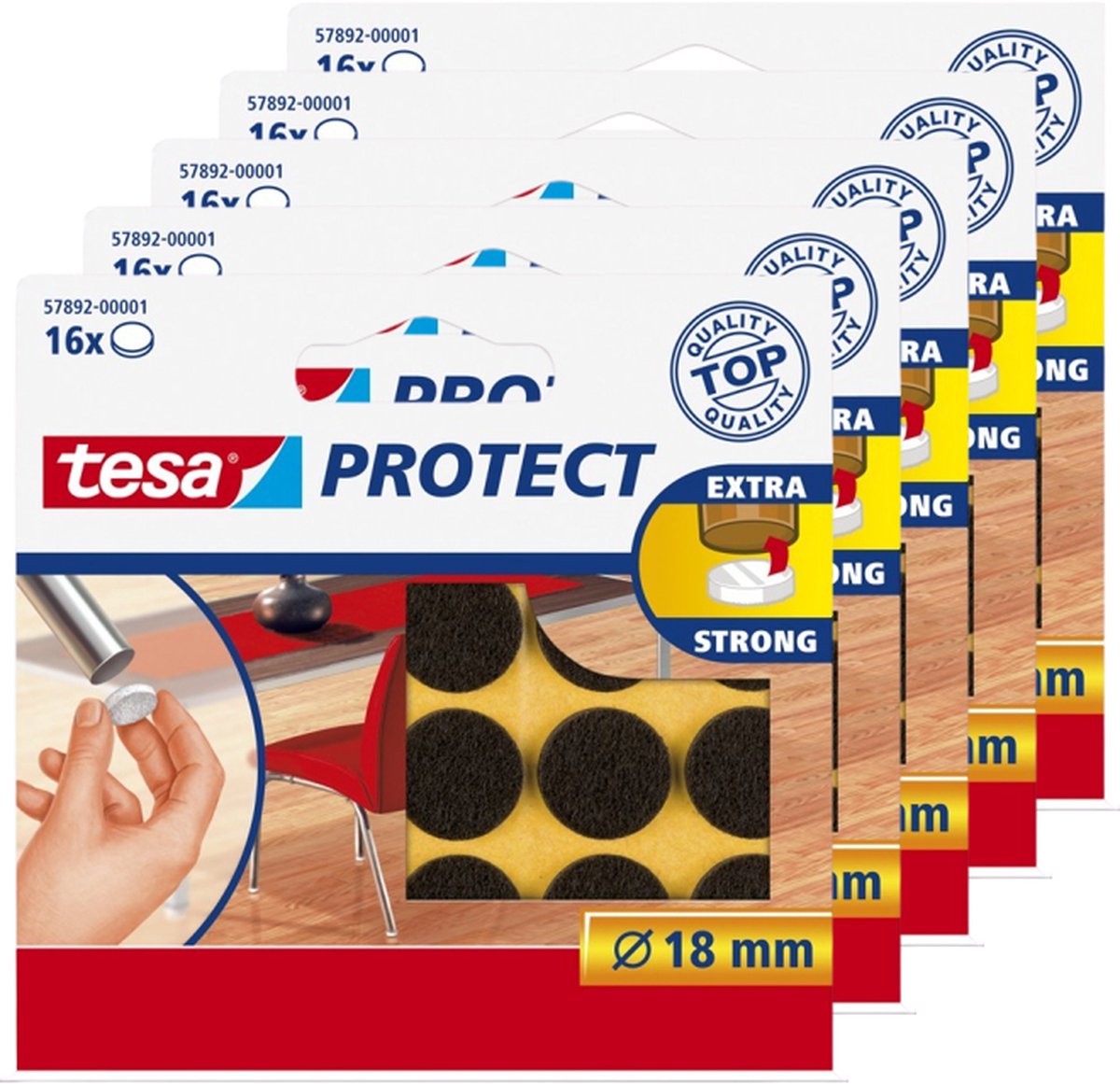 Tesa protect vilt bruin - rond - zelfklevend - beschermend - 18 mm - 5 x 16 stuks