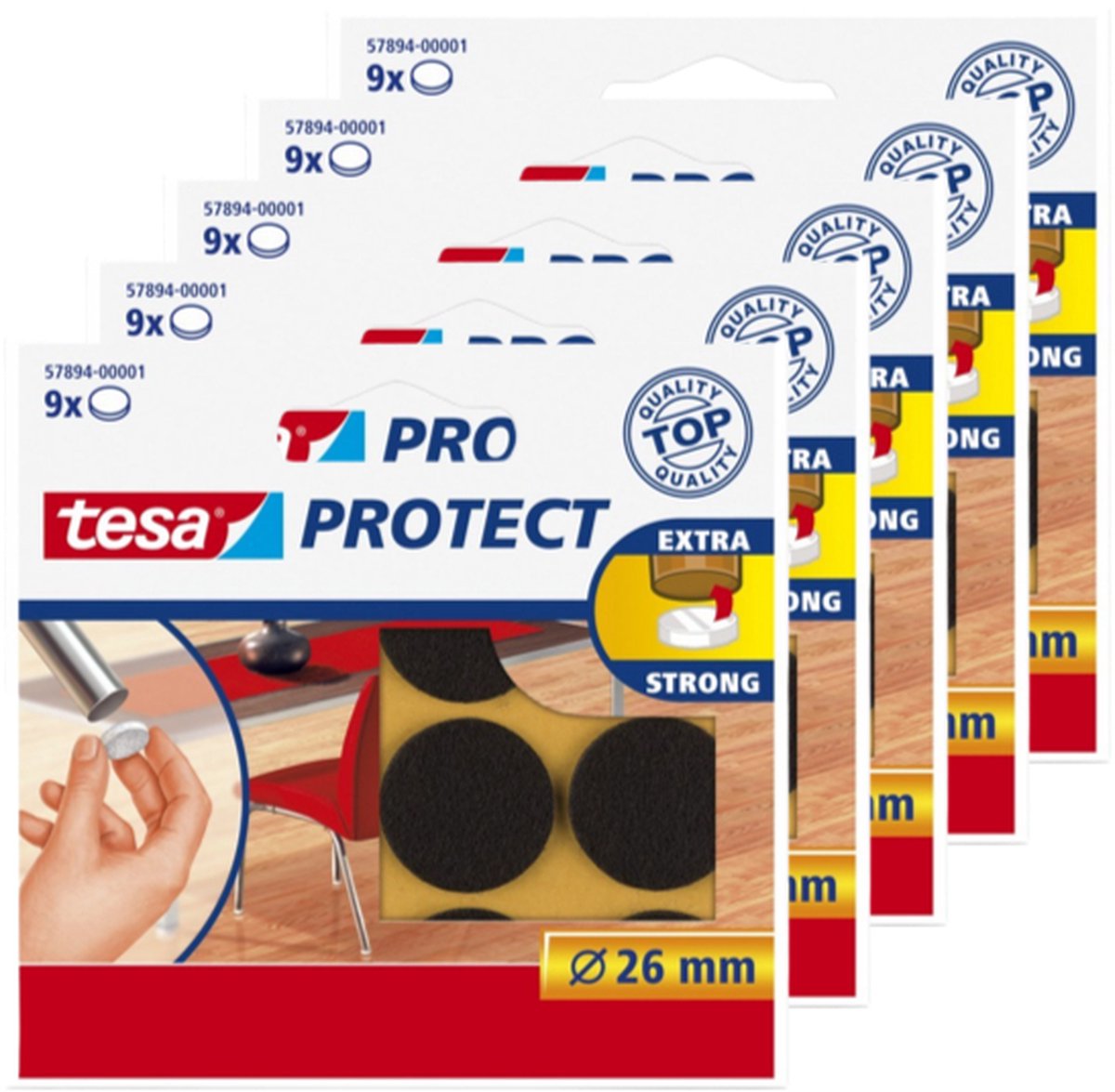 Tesa protect vilt bruin - rond - zelfklevend - beschermend - 26 mm - 5 x 9 stuks