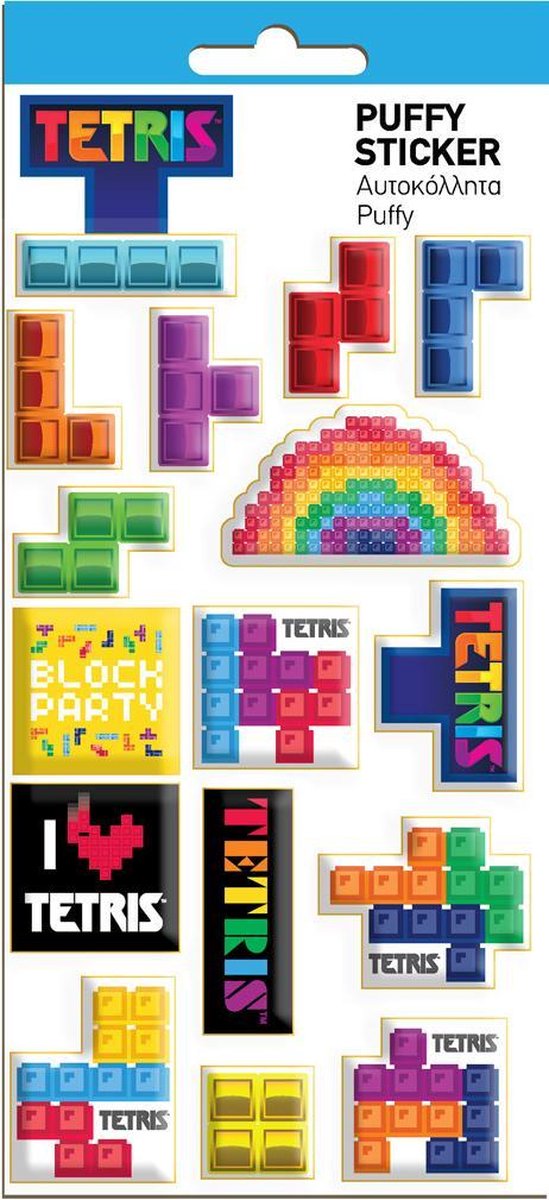 Tetris Stickers Puffy Junior 22 X 10 Cm Blauw