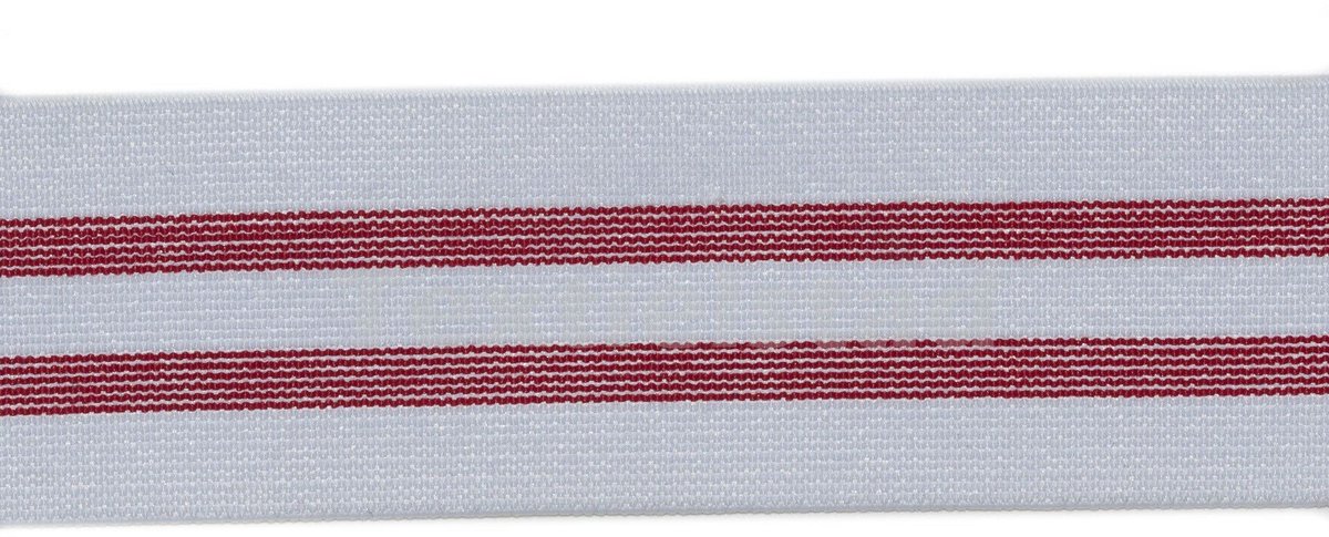 Elastiek PES/ED 40mm wit ~ rood - Elastiek - Textielstad