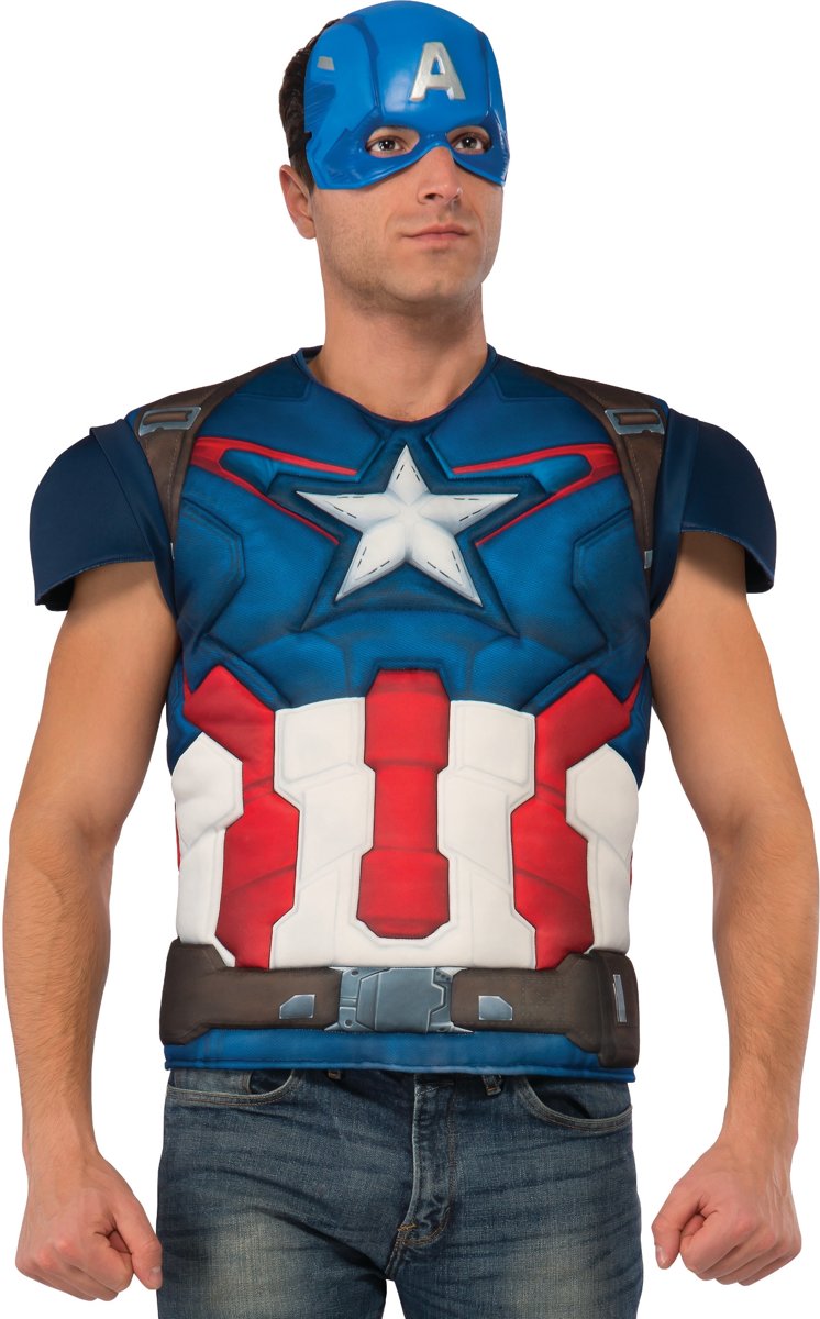 Captain America™ deluxe t-shirt met masker voor volwassenen - Verkleedkleding