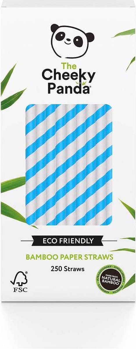 Bamboo Paper Straws disposable bamboo straws 250pcs blue stripes