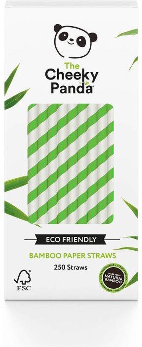 Bamboo Paper Straws straws disposable bamboo green stripes 250pcs