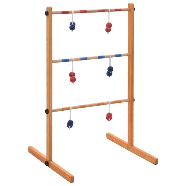   Golfladder - Massief grenenhout - 62 x 60 x 100 cm - Inclusief 6 paar ballen en draagtas