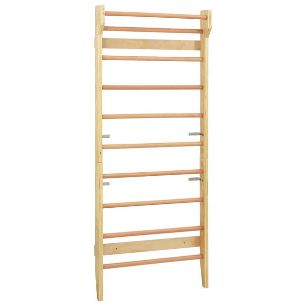 The Living Store Houten Wandklimrek - Kinder Gymnastiekladder - 80 x 15.8 x 195 cm - Grenenhout - 100 kg draagvermogen