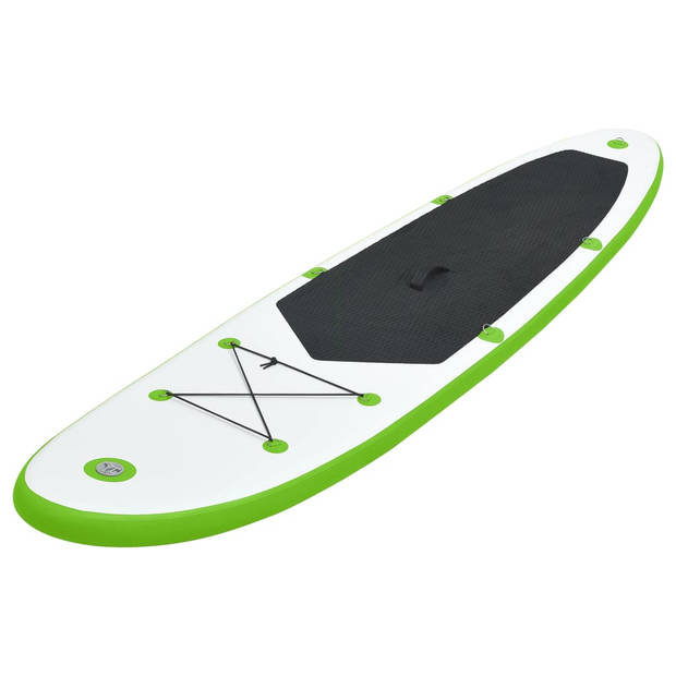   SUP Board - Opblaasbaar Stand Up Paddleboard - 390 x 81 x 10 cm - Groen en Wit - Draagvermogen 130 kg