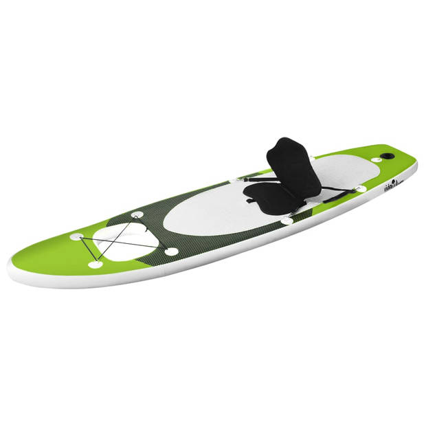 The Living Store SUP Surfplank Groen 330x76x10cm - Opblaasbaar PVC - Inclusief peddel - pomp - zitting -