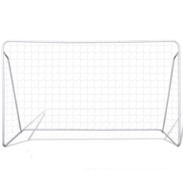 The Living Store Voetbalgoal - Stalen frame - Afmetingen- 240 x 90 x 150 cm - Weerbestendig - Kleur- wit