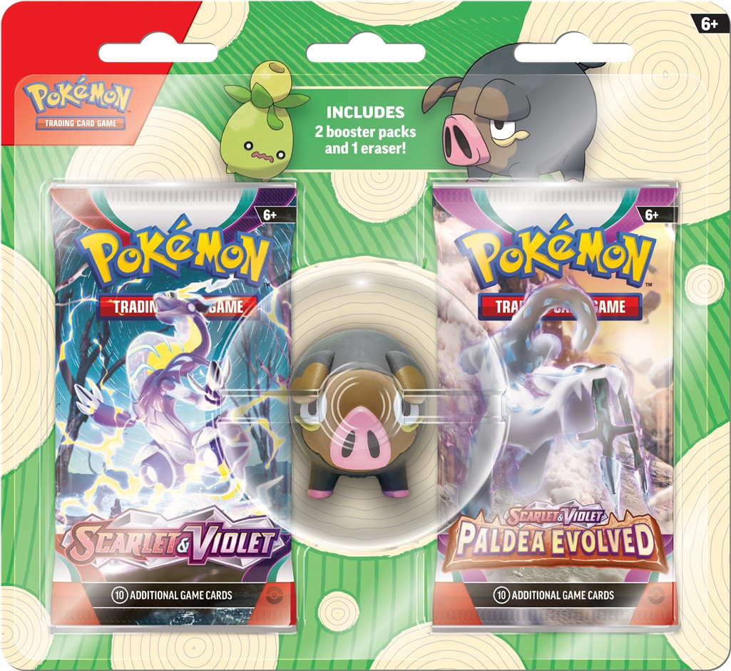 Pokemon TCG Booster 2-pack + Eraser (Lechonk)