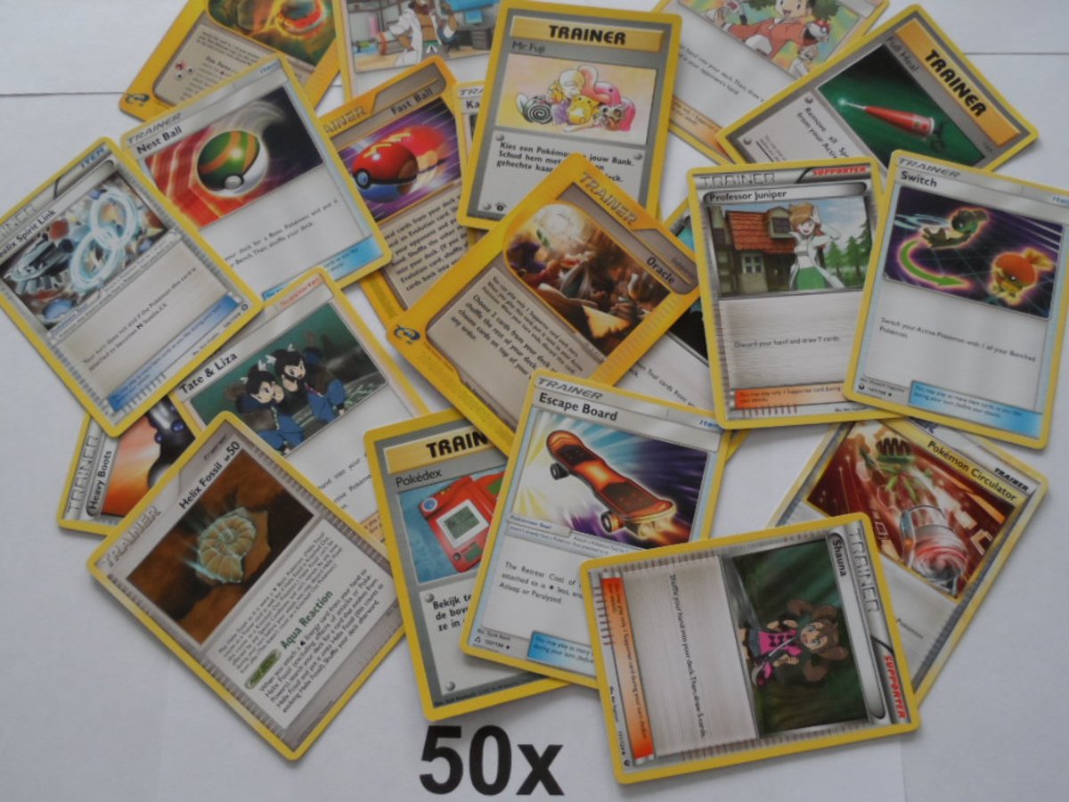 50 random Trainer kaarten, geen Pokemon, geen Energy