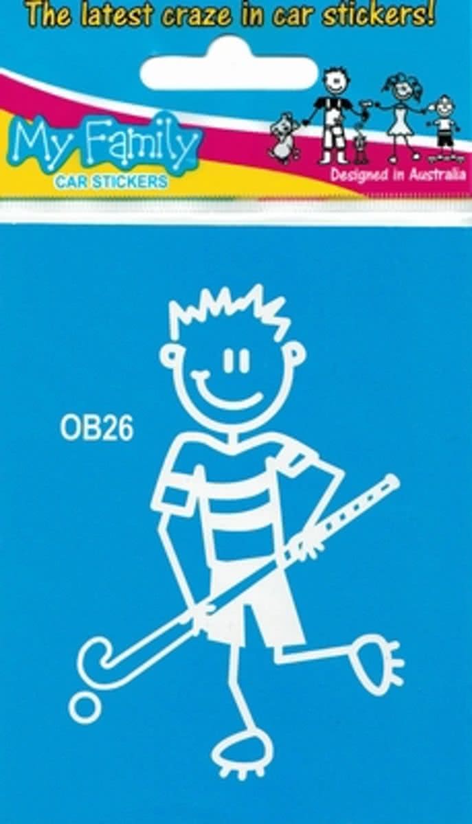 Jongen met hockeystick, autosticker