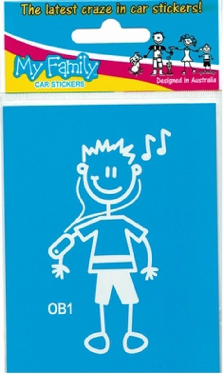 Jongen met mp3 of gsm, autosticker