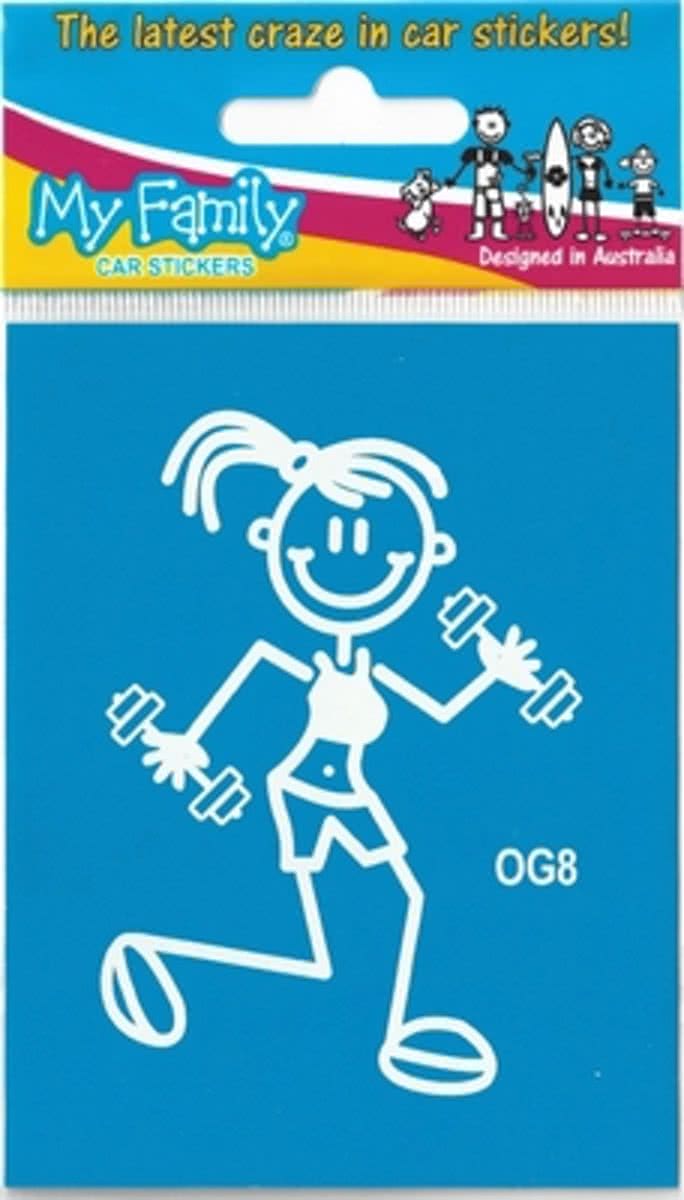 Meisje met dumbbells, (auto) sticker