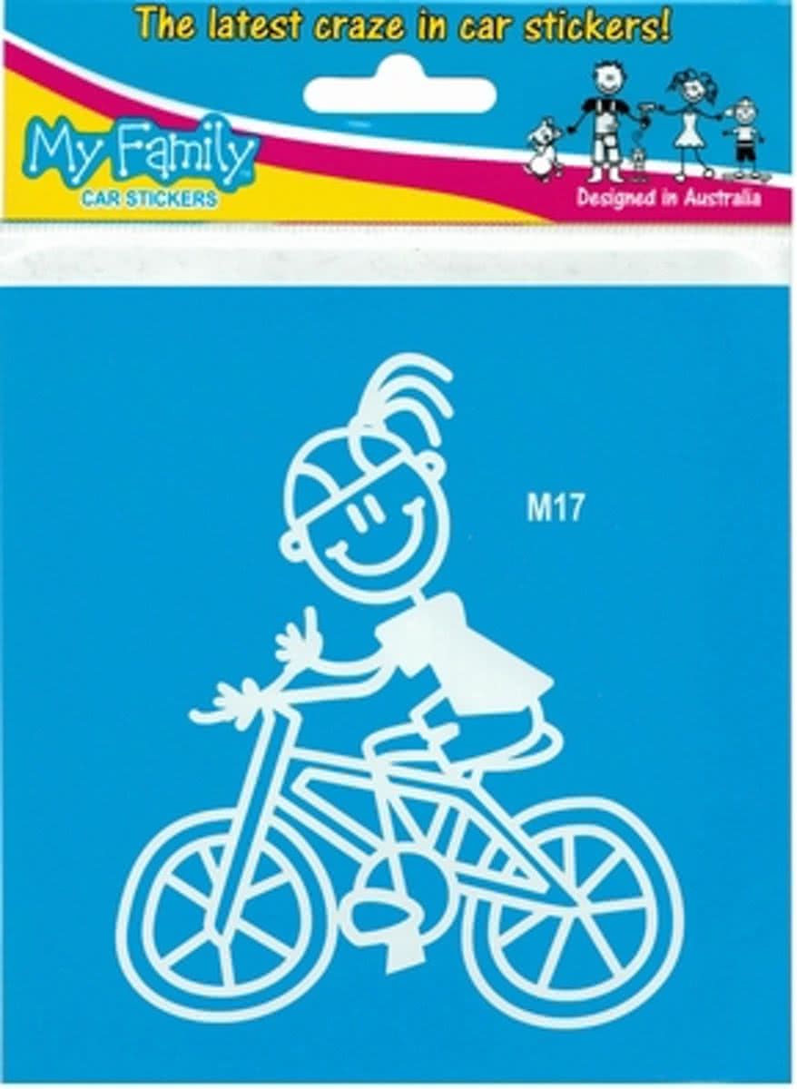 Moeder op fiets, autosticker