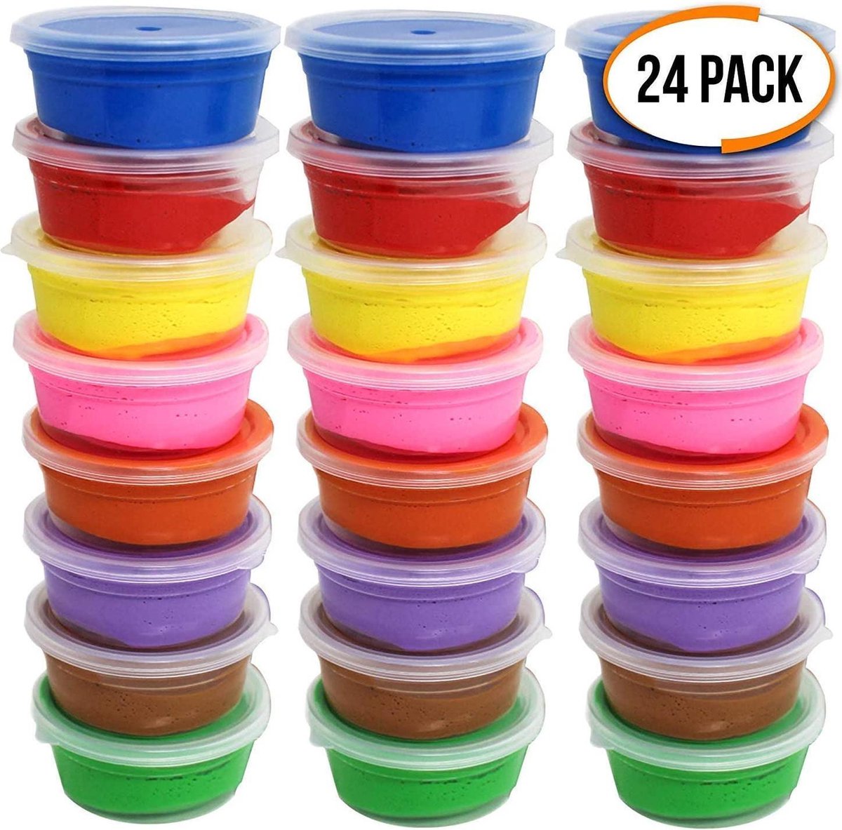 The Twiddlers 24 stuks Bouncing Putty kuipjes speelgoed - DIY elastische stressverlichting - Slijm in verschillende regenboogkleuren - Ideaal binnenspeelgoed voor kinderen voor urenlang speelplezier