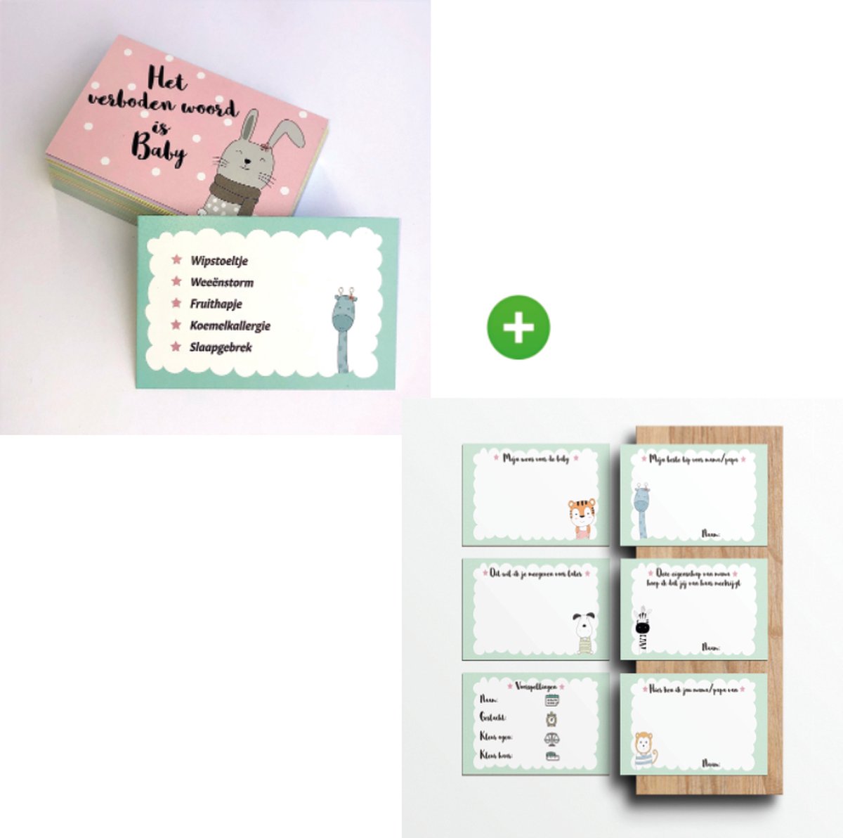 Babyshower spelletjes:   wens/advies/voorspellingenkaartjes + Het verboden woord is baby