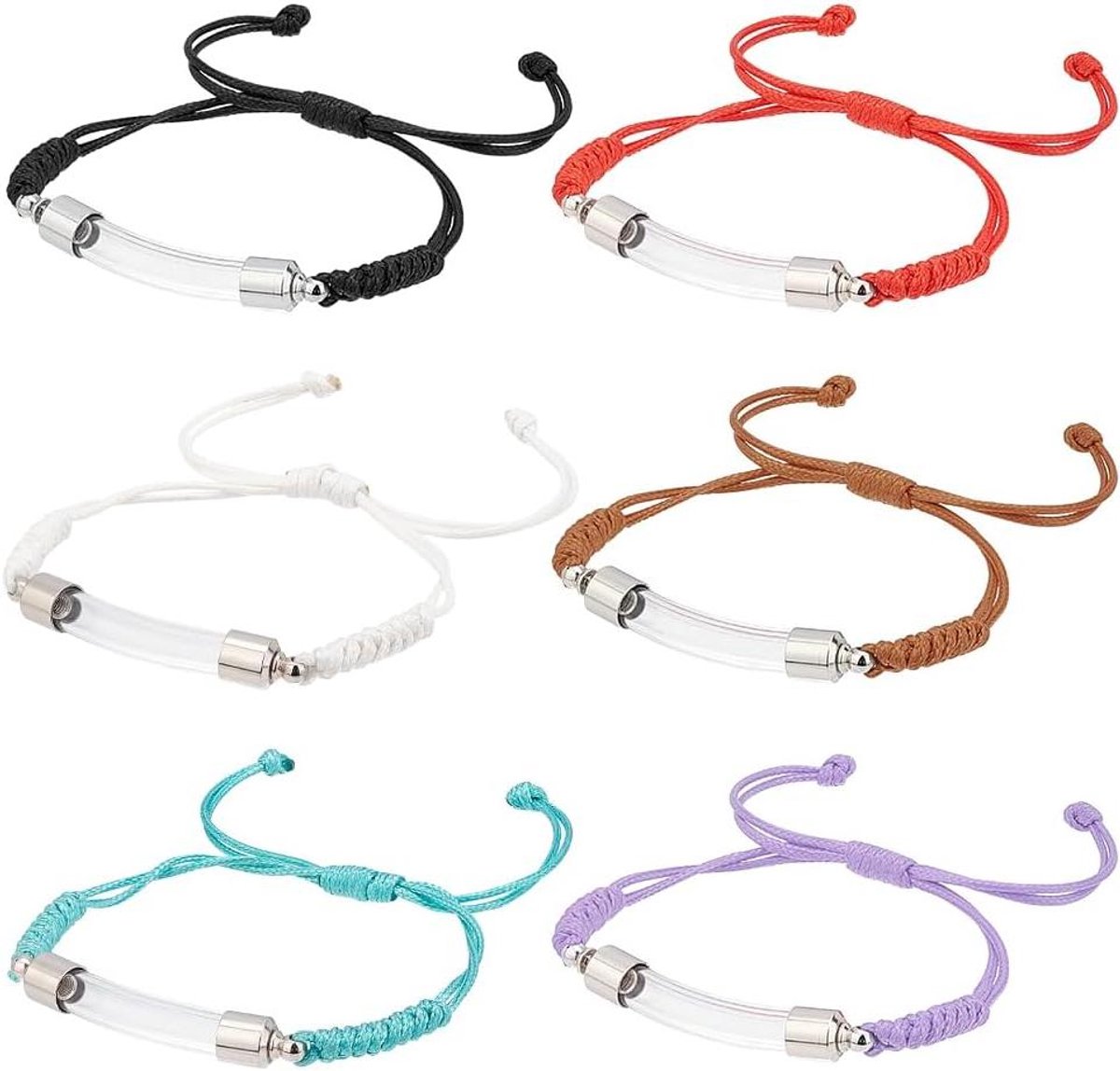   - Glazen fles armband met verstelbare hanger en naamketting - Sieraden voor mannen en vrouwen met geurzand - 6 kleuren - 1,5~9cm.