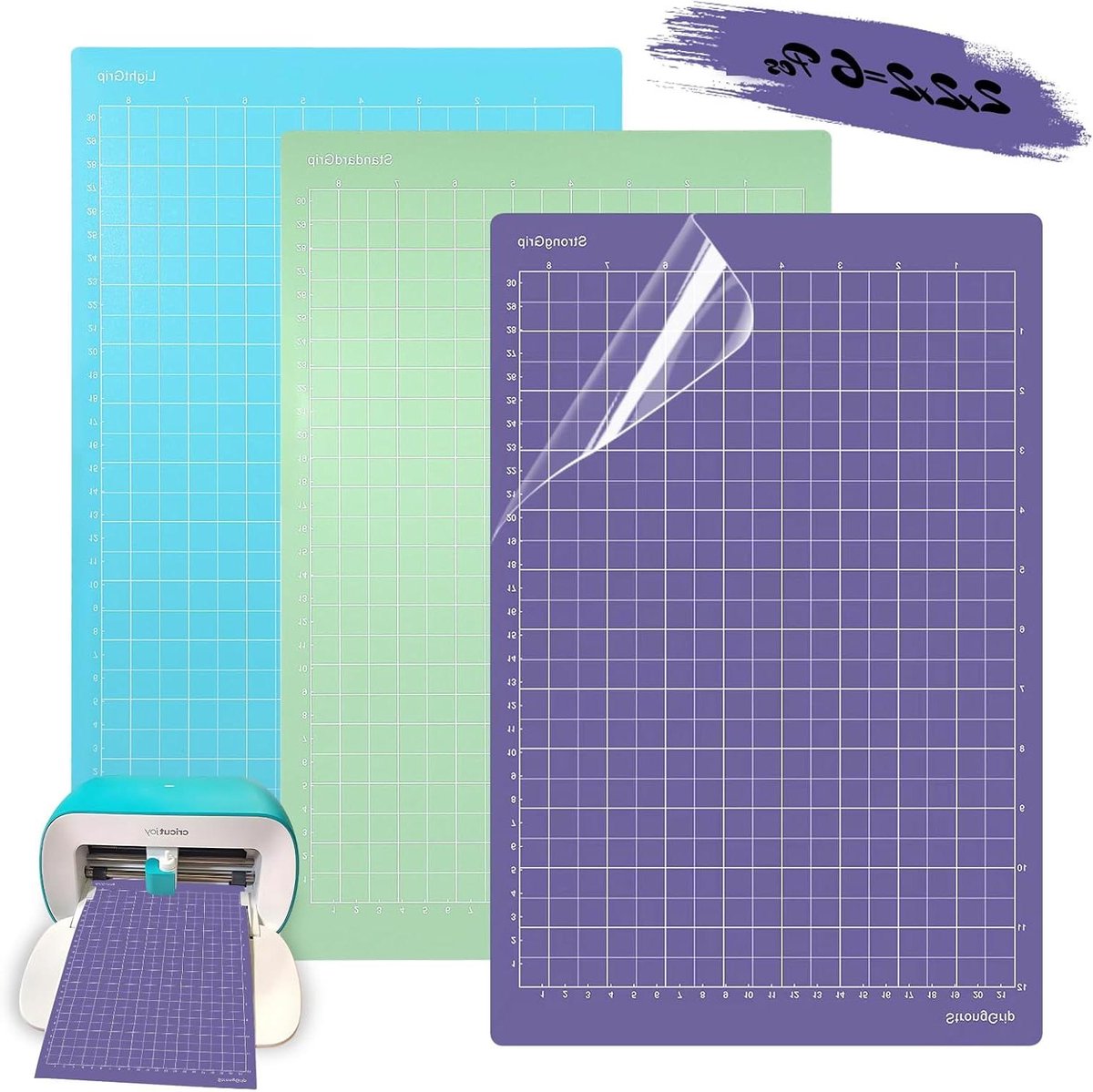 Thelau - -   Xtra 6 stuks voor snijmachine, reserve snijmat met spatel (standaardgreep, lichte grip, sterke grip)