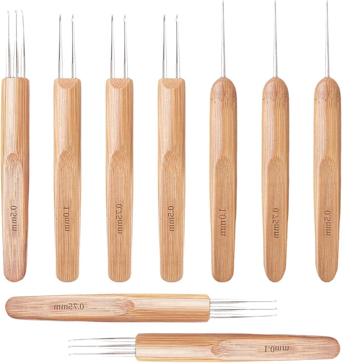 Thelau - 9-delige haaknaaldenset voor dreadlocks en krullen - interlocking-gereedschap - instant-loc-haaknaald - enkel-/dubbel-/drievoudige punt