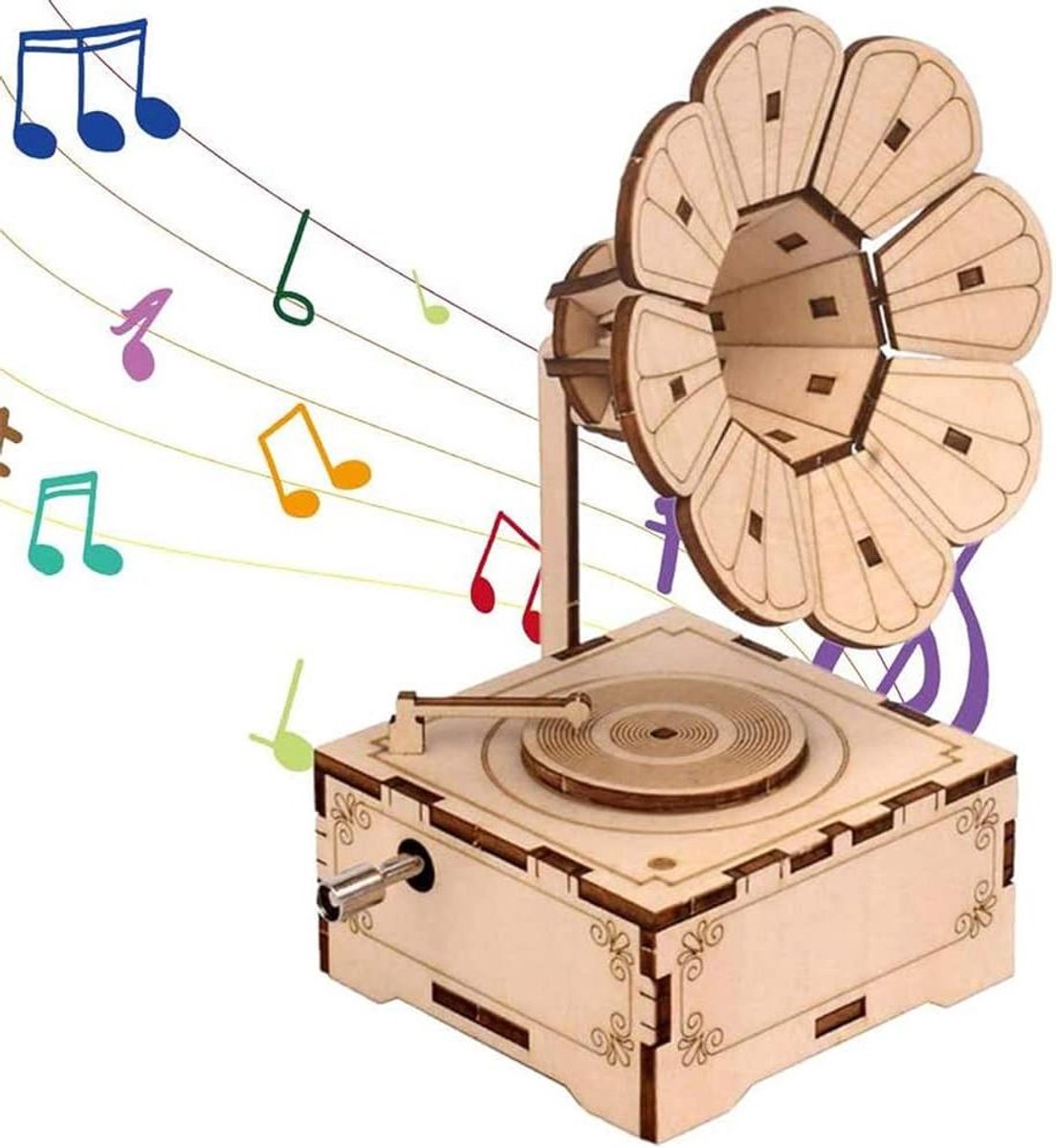 Thelau - Houten muziekdoos, klassieke muziek, 3D puzzels, modelbouwset - decoratieve grammofoon - verjaardagscadeau