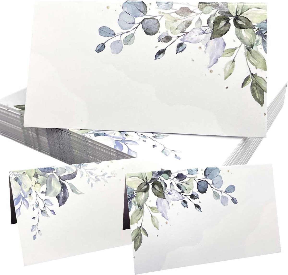 Thelau - Plaatskaartjes - 50 stuks - Bladeren - Papieren naamkaartjes voor tafel - Bruiloft en verjaardag - Tafelschikking -