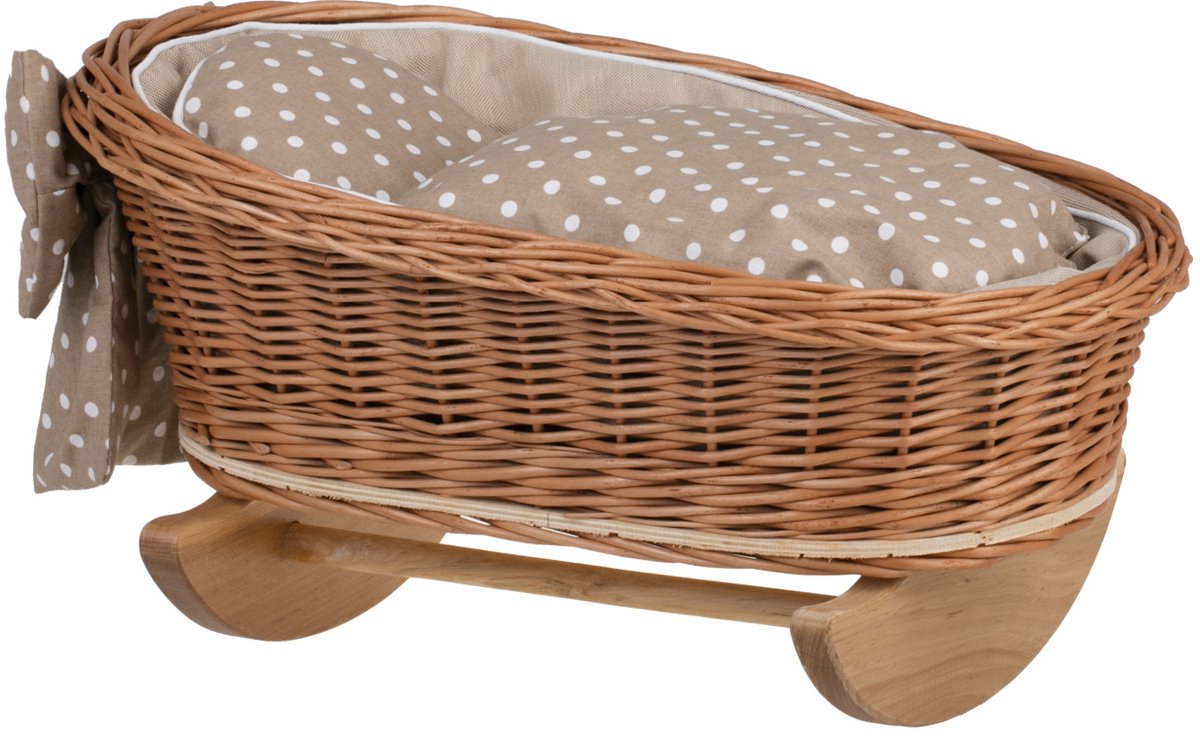 Wicker24 Mimi - Poppenwieg met kussen en deken - Perfect als cadeau voor een meisje - Natuurlijk / Bruin