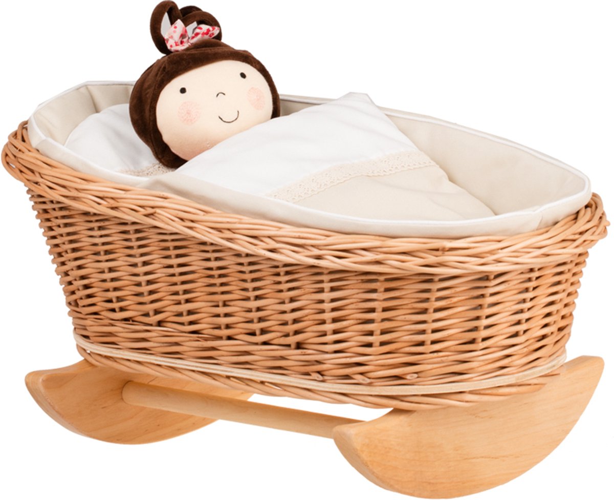 Wicker24 Mimi - Poppenwieg met kussen en deken - Perfect als cadeau voor een meisje - Natuurlijk