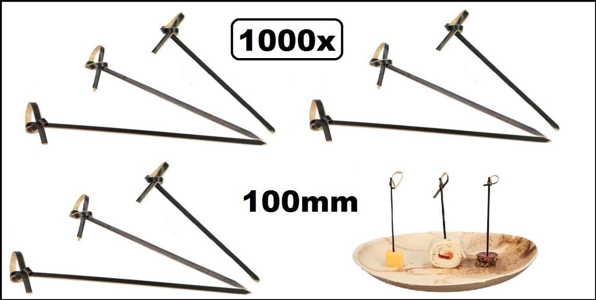 1000x Knoopprikker Bamboe 100mm zwart