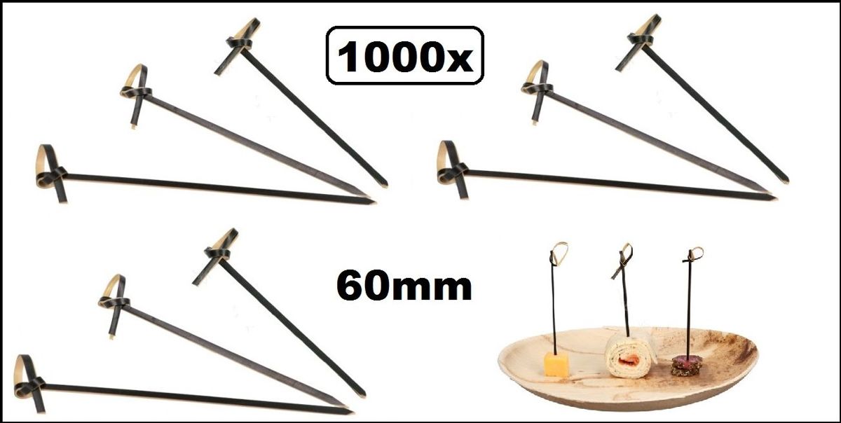 1000x Knoopprikker Bamboe 60mm zwart