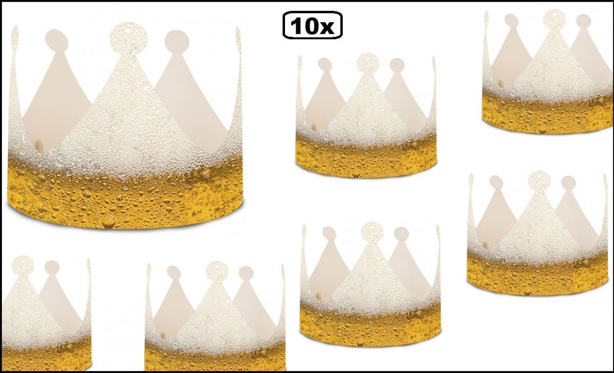 10x Bier kroon - bier koning bierfeest gele rakker carnaval festival apres ski biertje