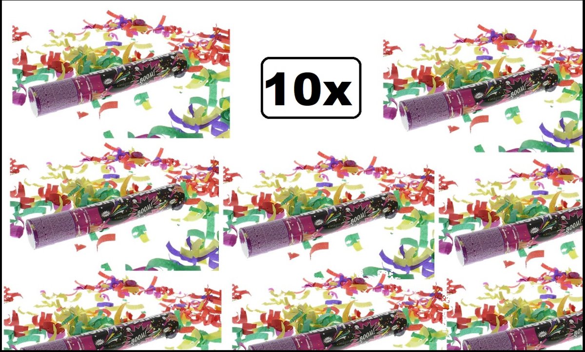 10x Carnaval confetti kanon - Carnaval optocht shooter party popper thema feest festival  confettie