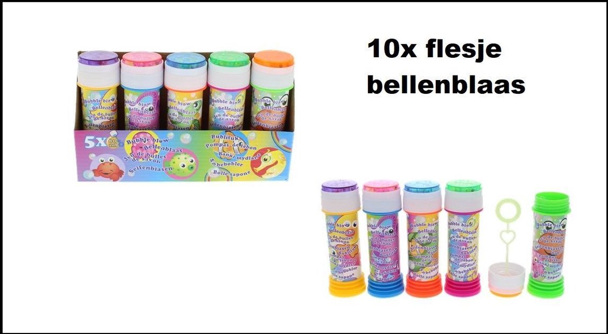 10x Flesje bellenblaas sealife met spel in dop - bellen blaas sop bellen blazen sport en spel feest