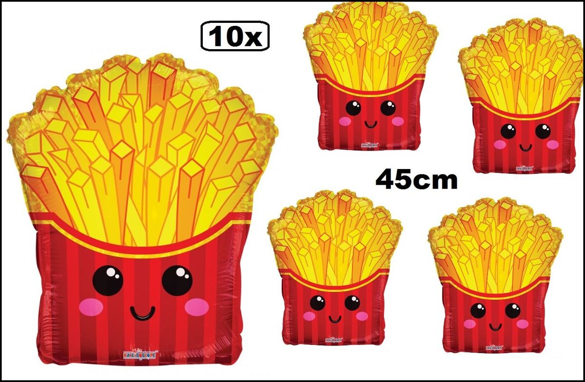 10x Folie/helium ballon  frietjes 45cm