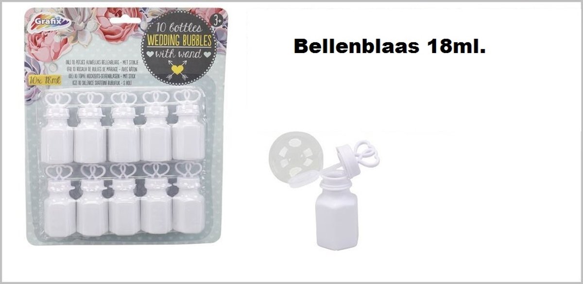 10x Mini bellenblaas Huwelijk wit