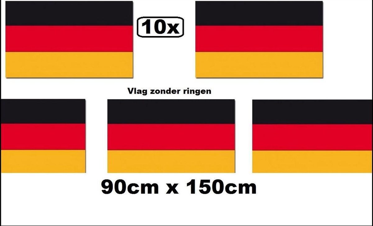 10x Vlag Duitsland zonder ringen 90 x 150 cm