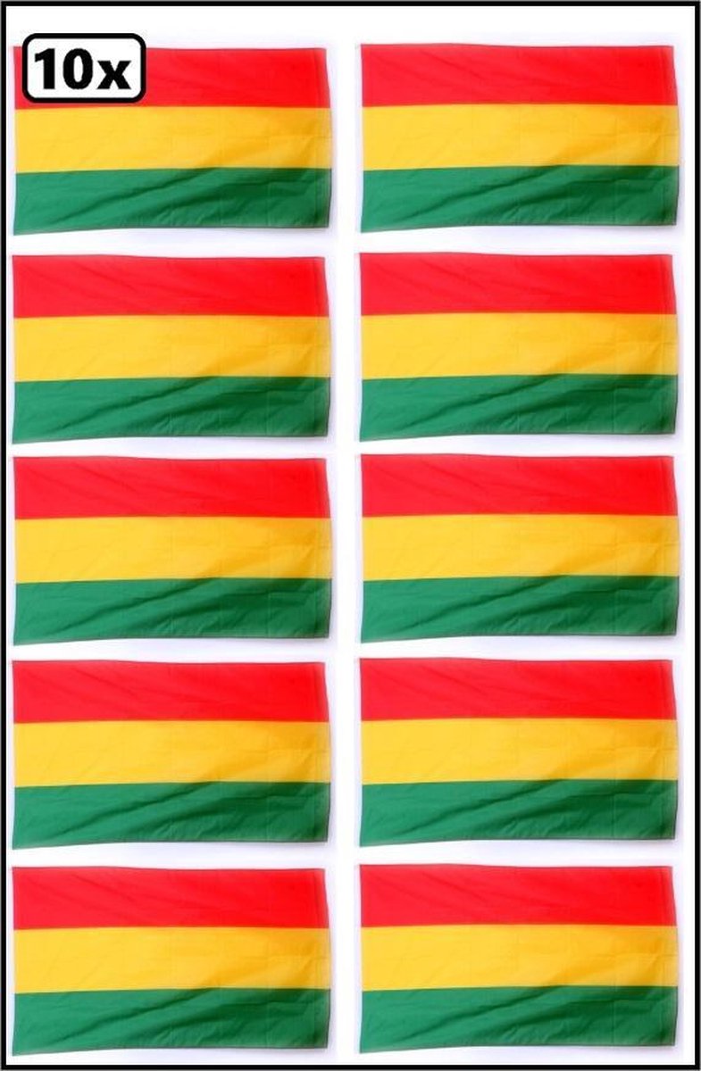 10x Vlag rood-geel-groen 90 x 150 cm.