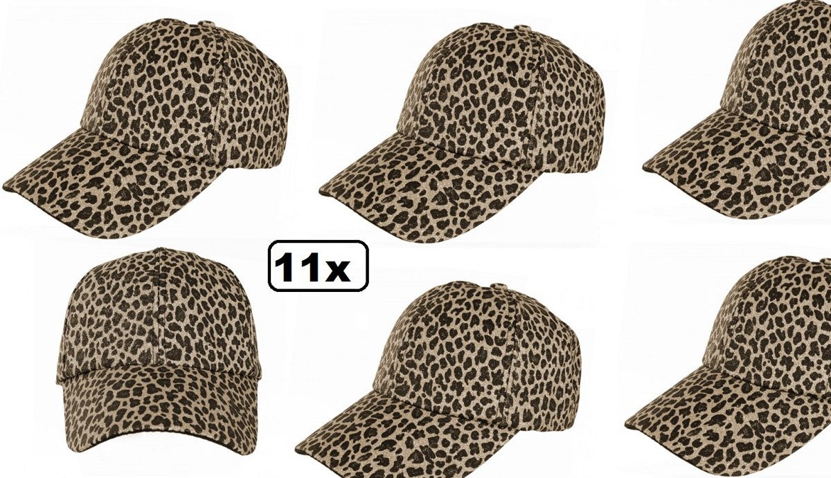 11x Baseball cap panter glitter goud