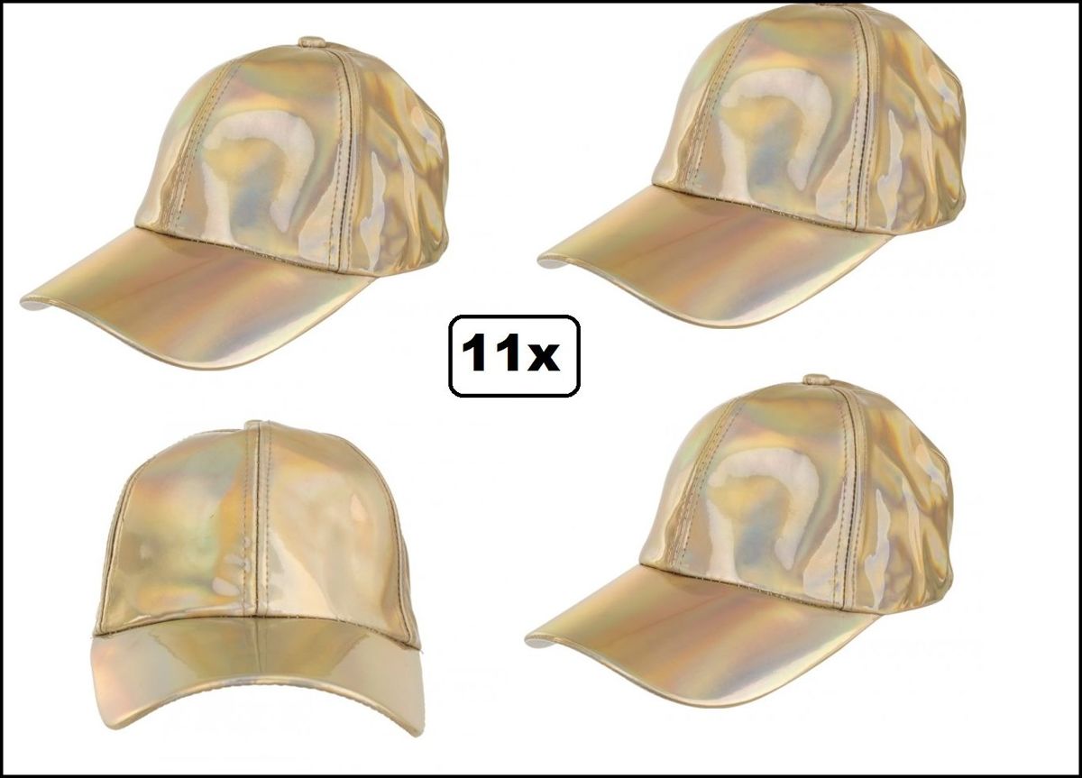 11x Baseballcap metallic roze goud verstelbaar