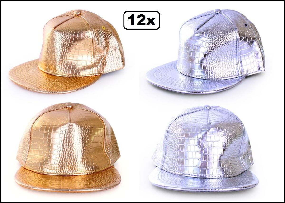 12x Baseball cap rapper goud/zilver