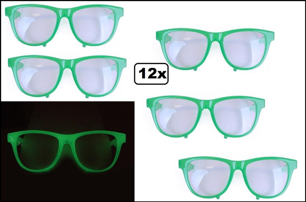 12x Blues brother bril Glow in the dark - bril thema blues brother film festival fun brillen